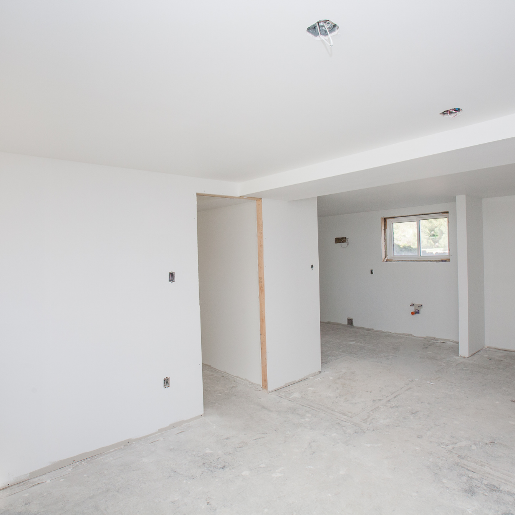 Concrete flooring in basement of a home in Longmont, CO> 